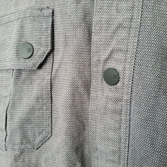 Hurley Boys Large Grey Button Up Jacket Black Fleece Lining Utility - Picture 2 of 7